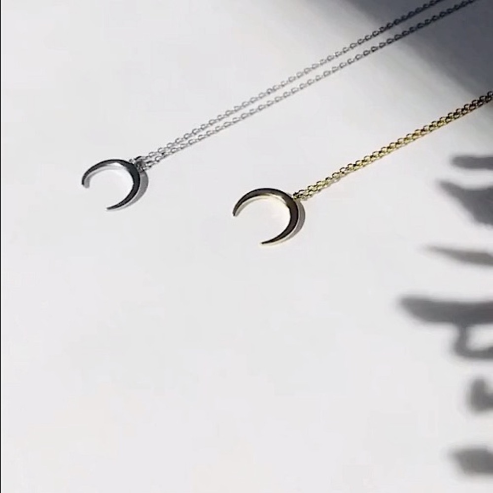 Crescent moon necklace in Silver.